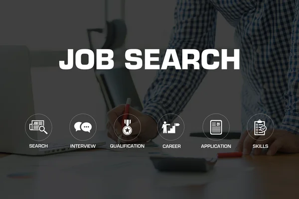 Job Search-pictogrammen en trefwoorden — Stockfoto