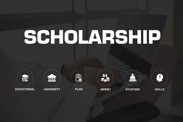 SCHOLARSHIP icons and keywords — Stock Photo, Image