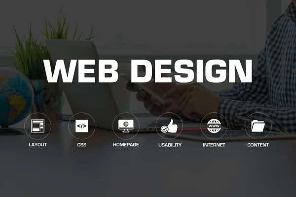 Icone e parole chiave WEB DESIGN — Foto Stock