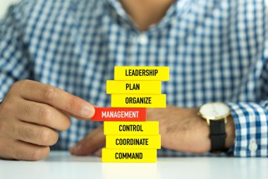 Tahta bloklar ile işadamı bina kavramı