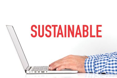 Dizüstü bilgisayarda çalışan genç adam.