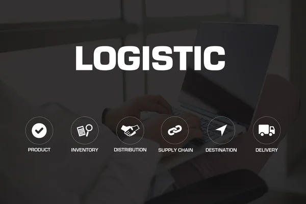 Iconos y palabras clave de LOGISTIC — Foto de Stock