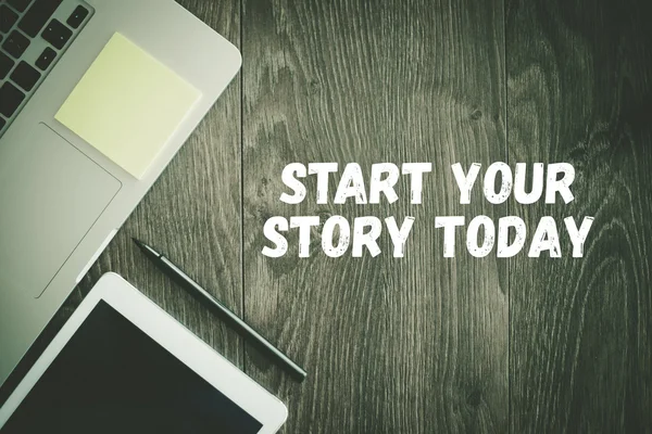 Ξεκινήστε σας ιστορία σήμερα κείμενο — Φωτογραφία Αρχείου