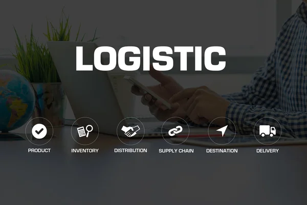 Logistické ikony a klíčová slova — Stock fotografie