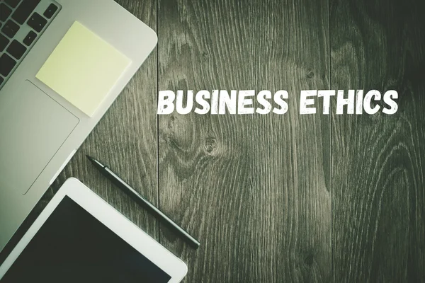 BUSINESS ETHICS  text on desk — Stock Photo, Image