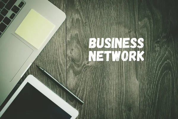 Business Network text på skrivbord — Stockfoto