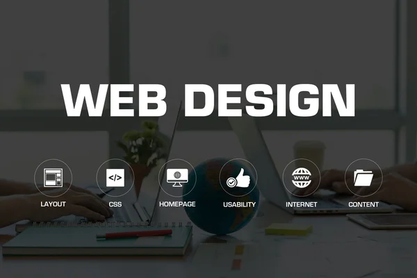 Icone e parole chiave WEB DESIGN — Foto Stock