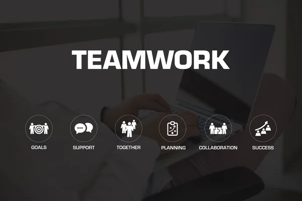 TEAMWORK icons and keywords — Stock Photo, Image