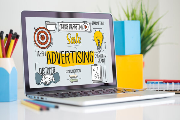 ADVERTISING concept on a screen