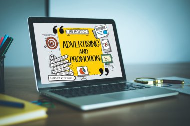 Reklam ve promosyon kavramı bir ekranda