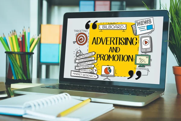 ADVERTISING AND PROMOTION concept on a screen