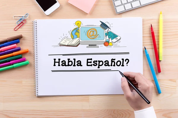 Concepto educativo de HABLA ESPANOL —  Fotos de Stock