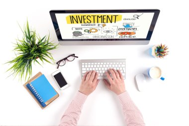 Yatırım metin üstünde perde. 