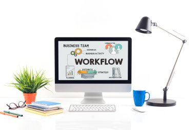 WORKFLOW CONCEPT on screen  clipart