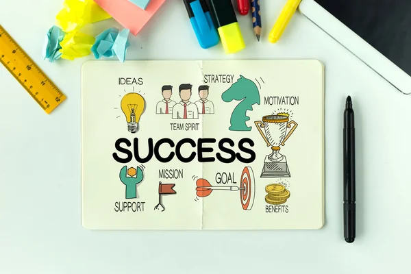 SUCCESS word on paper — Stock Photo, Image