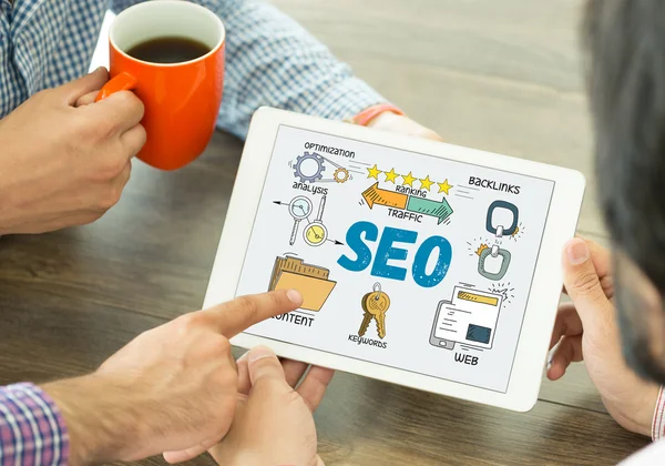 Texto SEO en pantalla — Foto de Stock