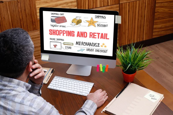 Shopping och detaljhandel text — Stockfoto