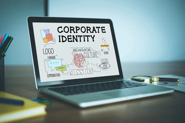 CORPORATE IDENTITY text on screen — Stock Photo, Image