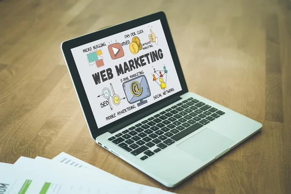 Web Marketing κείμενο στην οθόνη — Φωτογραφία Αρχείου