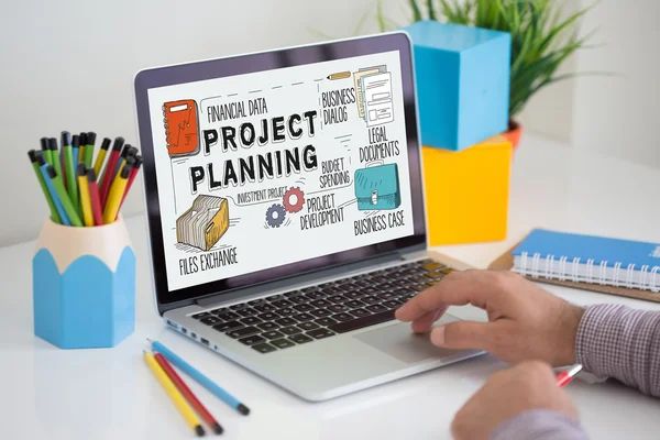PROJECT PLANNING  text on screen — Stock Photo, Image