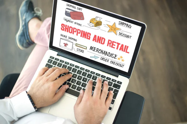 Shopping och detaljhandel text — Stockfoto