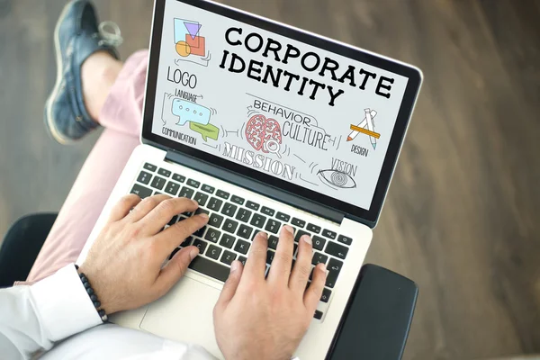 IDENTIDAD CORPORATIVA texto en pantalla —  Fotos de Stock