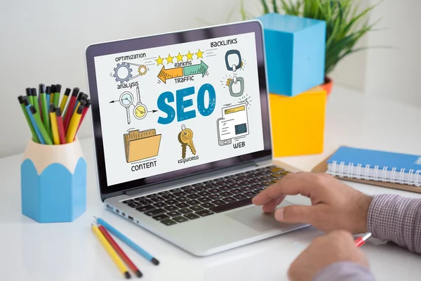 Texto SEO en pantalla — Foto de Stock