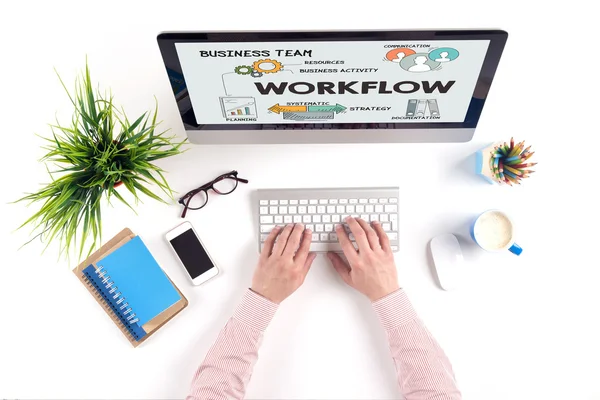 WORKFLOW КОНСЕПТ на екрані — стокове фото