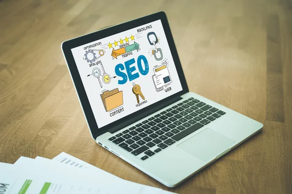 Texto SEO en pantalla — Foto de Stock