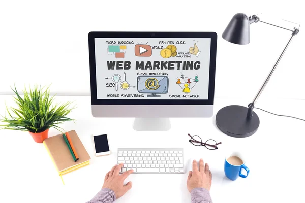 Web Marketing κείμενο στην οθόνη — Φωτογραφία Αρχείου