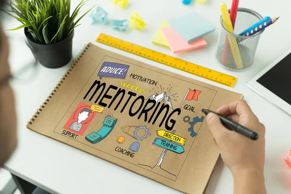 Текст MENTORING на папері — стокове фото