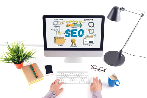 Texto SEO en pantalla — Foto de Stock