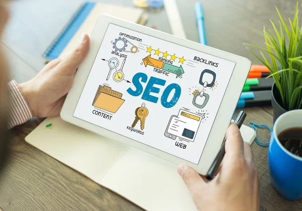 Texto SEO en pantalla — Foto de Stock