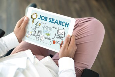 İş arama metin üstünde perde