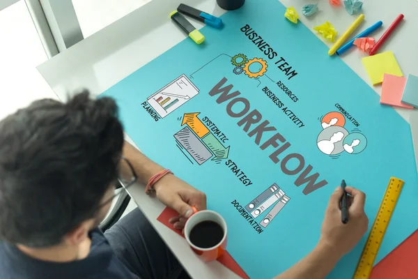 Zakenman tekening Workflow — Stockfoto