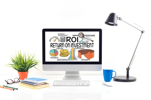 ROI return and invest text — Stock Photo, Image