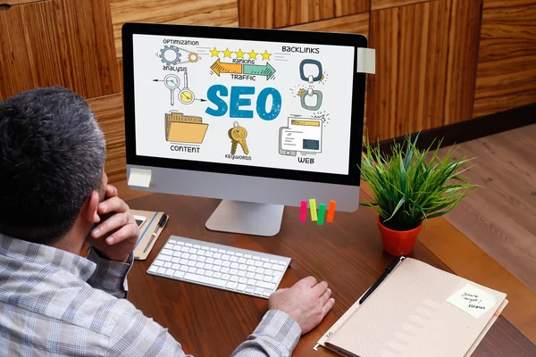 Texto SEO en pantalla — Foto de Stock