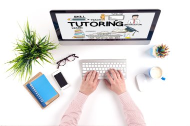 TUTORING text on screen  clipart