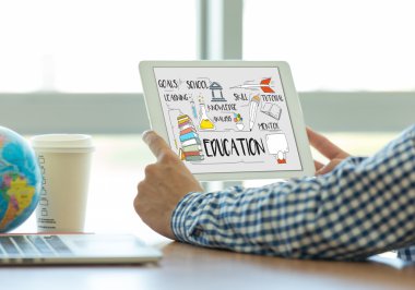 Eğitim metin üstünde perde