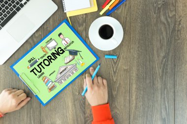 TUTORING text on paper clipart
