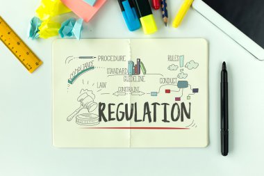 Regulation text on paper clipart