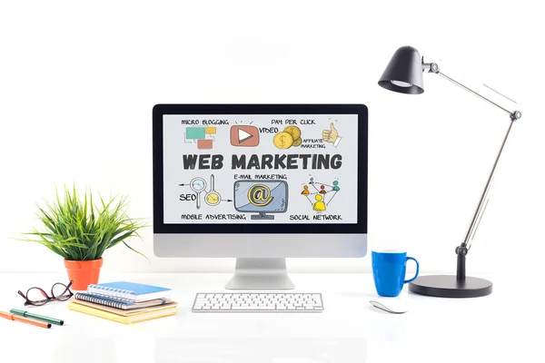 Web Marketing κείμενο στην οθόνη — Φωτογραφία Αρχείου