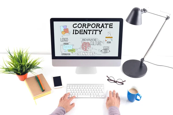 Teks IDENTITY CORPORATE pada layar — Stok Foto