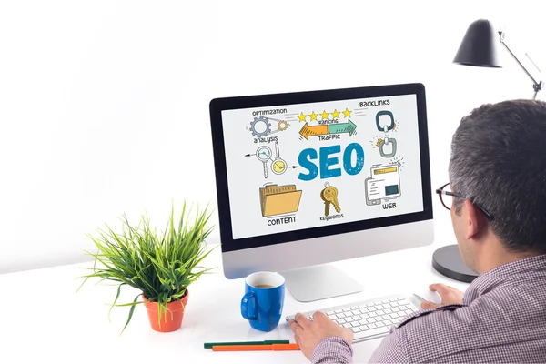 Texto SEO en pantalla — Foto de Stock