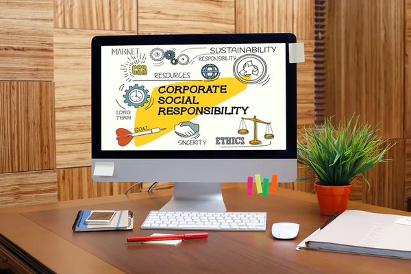 Corporate Social Responsibility text på skärm — Stockfoto