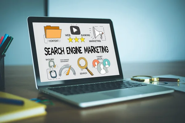 SEARCH ENGINE MARKETING text — Stock Photo, Image