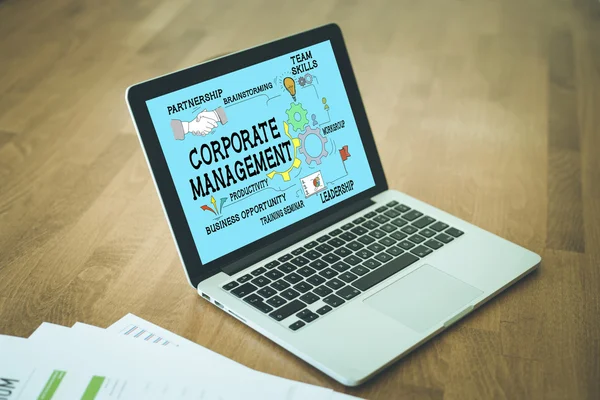 CORPORATE MANAGEMENT text on screen — Stock Photo, Image