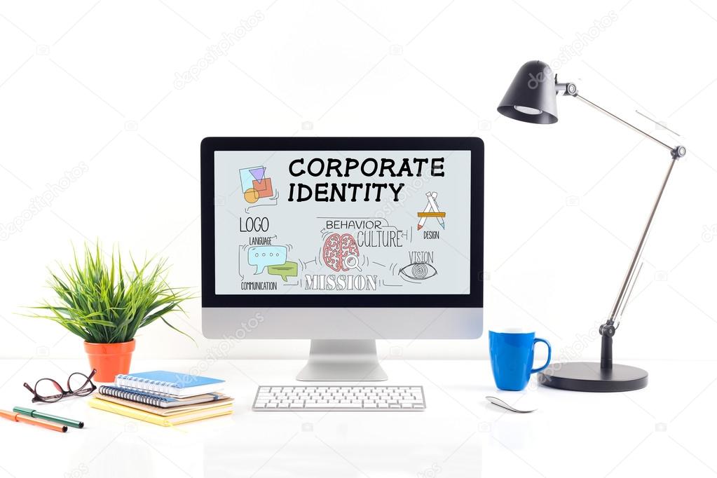 CORPORATE IDENTITY text on screen