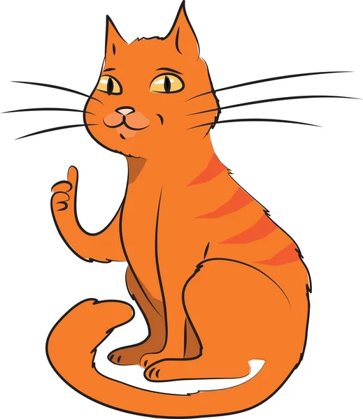 Palec nahoru, kreslené vektorové ilustrace kočka — Stockový vektor