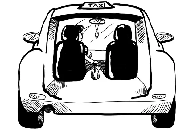 Zwarte taxi teken met auto op witte achtergrond — Stockfoto